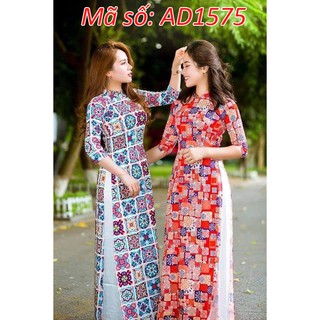 ⚡️ có big size 5XL ⚡️ AD1575 SET ÁO DÀI TRUYỀN THỐNG CÔ BA SÀI GÒN HỌA TIẾT HOA GẠCH MEN KÈM QUẦN