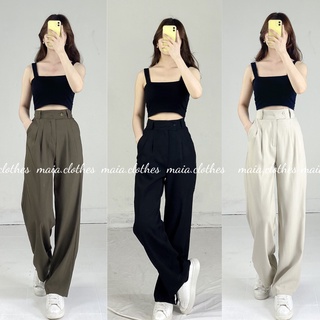Quần vải suông cạp lệch 2 túi chất ruby mã 563 Maia.clothes