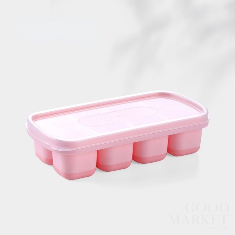 Khuôn Silicone Làm Đá Viên 8 Ngăn Hình Vuông Có Nắp DIY