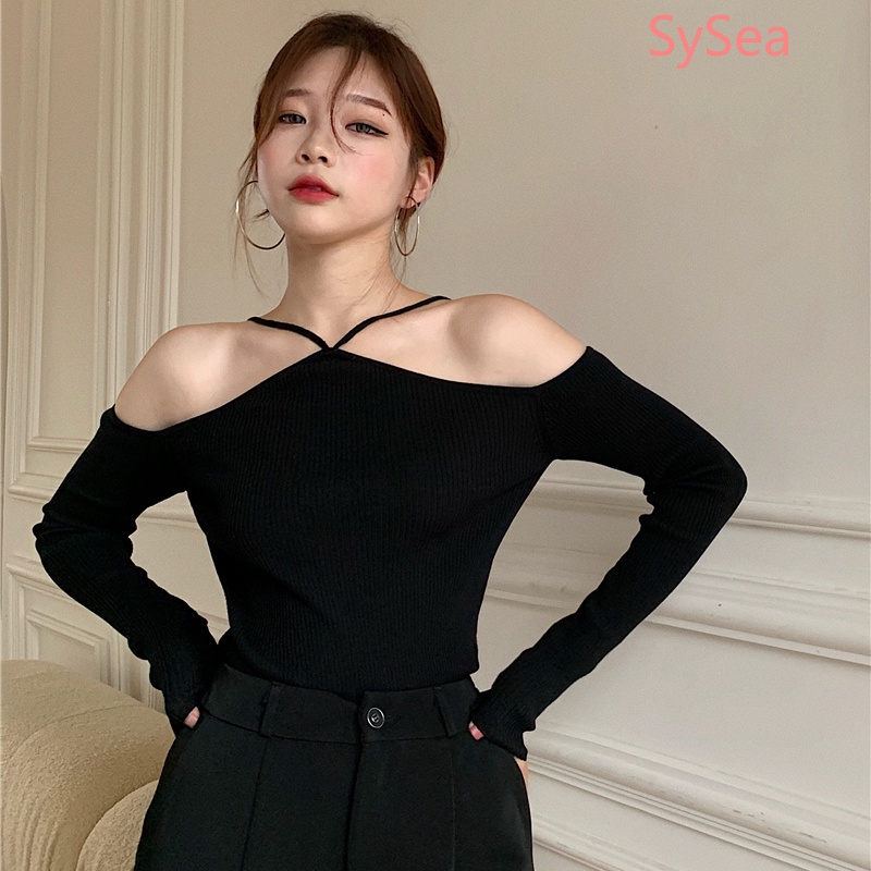 Áo trễ vai tay dài form ôm dáng thời trang mùa thu cho nữ