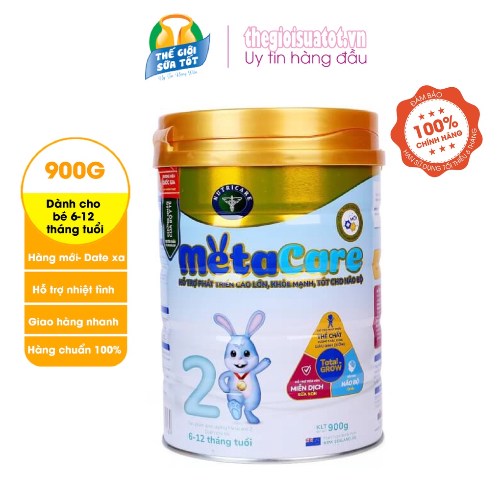 Sữa bột Meta Care 2 Dinh dưỡng cho trẻ 900g Mẫu mới