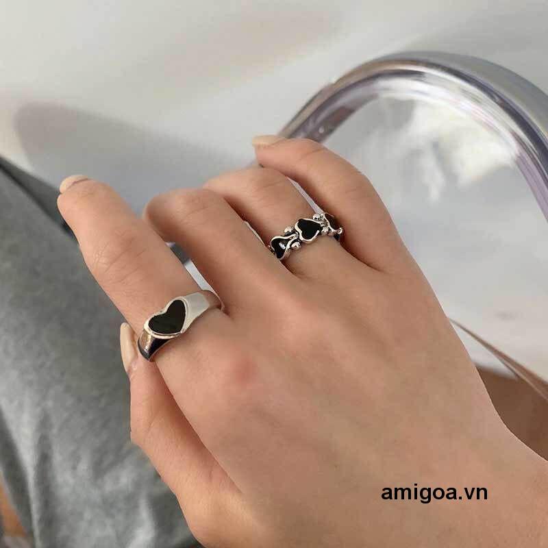 ✨✨màu bạc đơn giản mỏng khoét rỗng hình trái tim phụ kiện