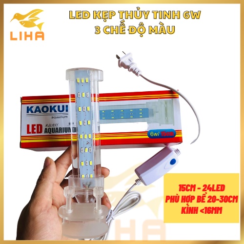 Đèn Led Kẹp Thủy Tinh 2 Dãy Led 3 Chế Độ Màu - Led Kaokui Siêu Đẹp Cho Bể Cá