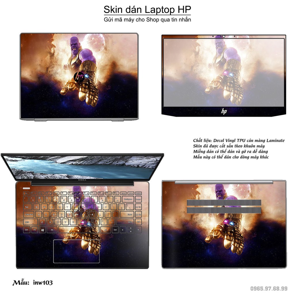 Skin dán Laptop HP in hình Inifinity War (inbox mã máy cho Shop)