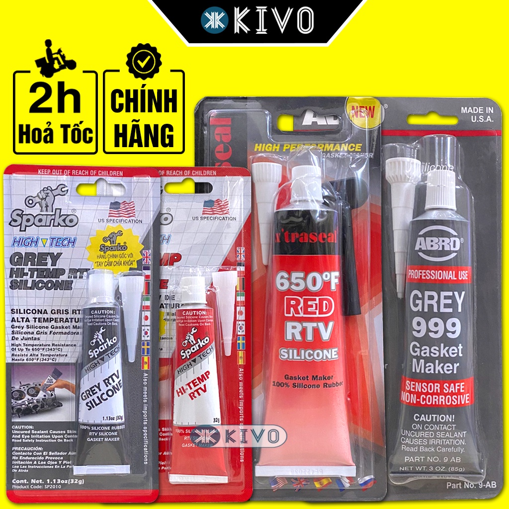 Keo Dán Ron Chịu Nhiệt Sparko 85G, Grey, XTraseal  - Keo Tạo Gioăng Máy Động Cơ, Ô Tô, Xe Máy -kivo