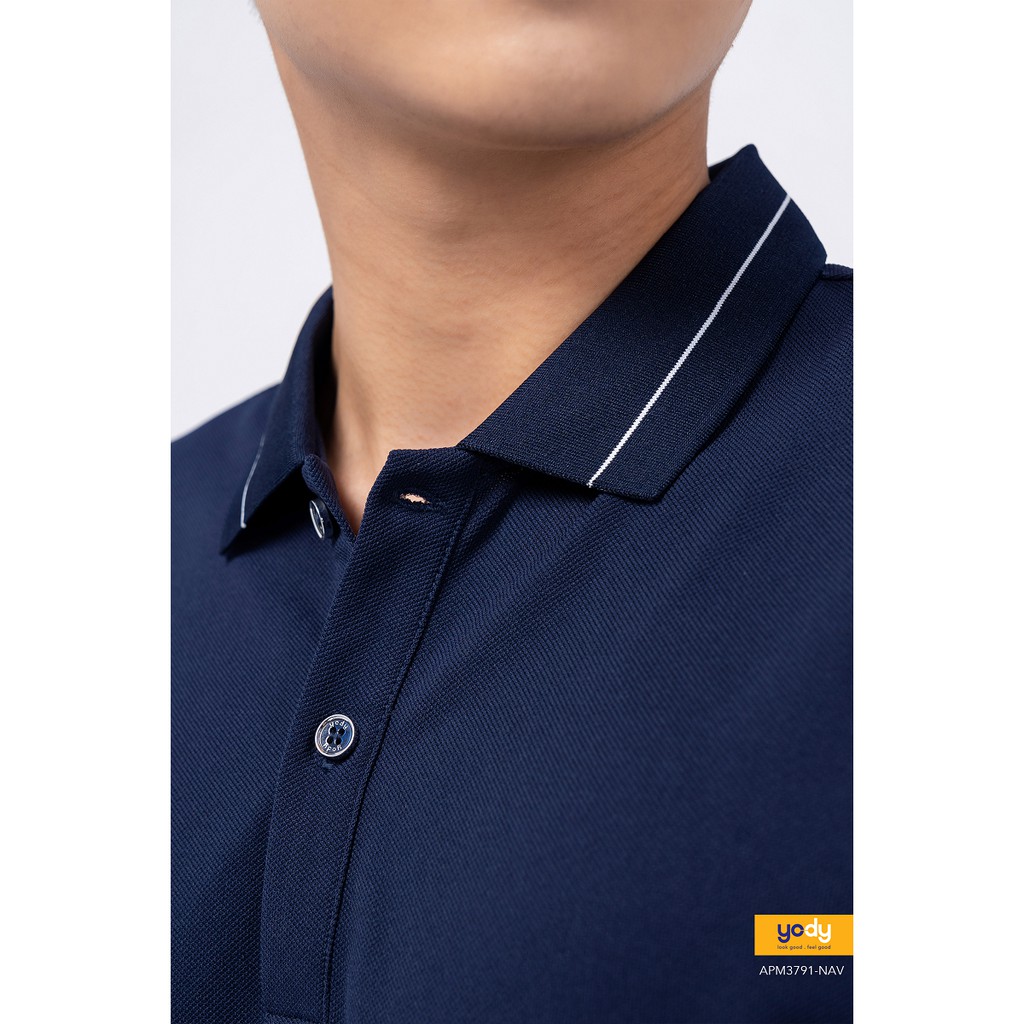 Áo polo Yody Nam Bo kẻ Thun cộc tay chất liệu Cafe Thấm hút Mềm mịn APM3791