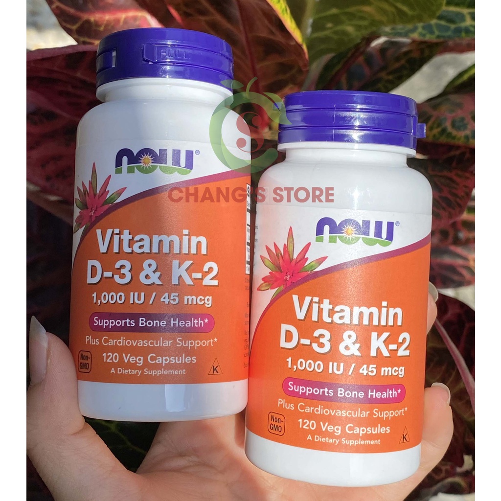 Viên Tăng Sức Đề Kháng, Săn Chắc Xương NOW Vitamin D3 + K2 120 Viên
