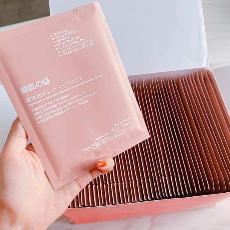 Hộp 50 miếng Mặt nạ nhau thai cuốn rốn nhật bản dưỡng trắng cấp ẩm cho da