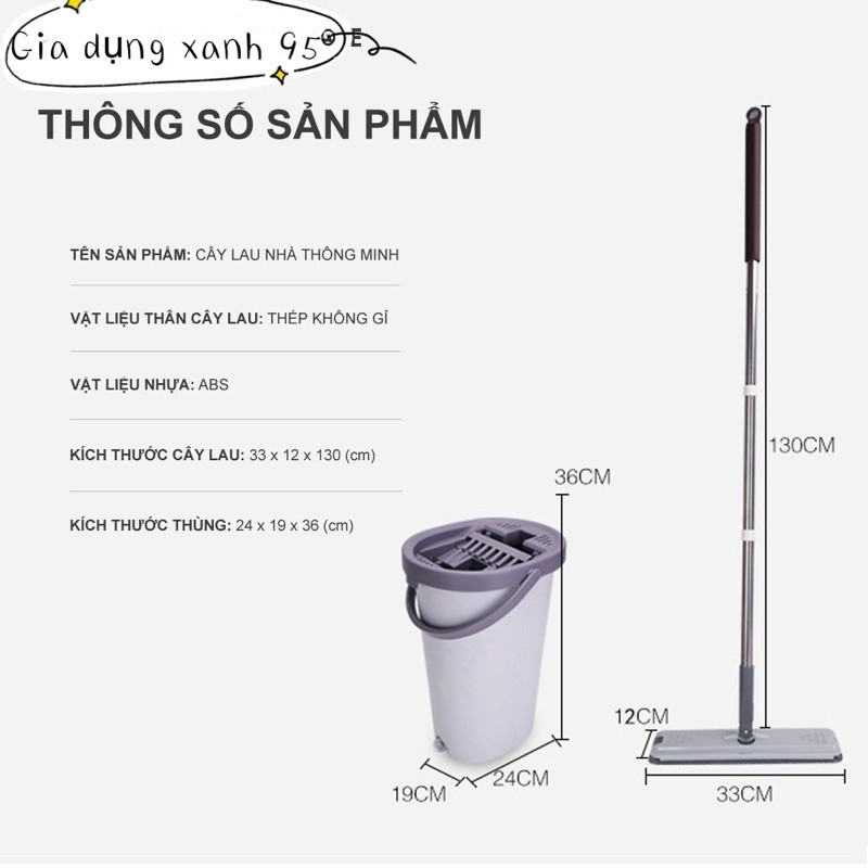 cây lau nhà thông minh 2 ngăn giặt vắt mẫu elip