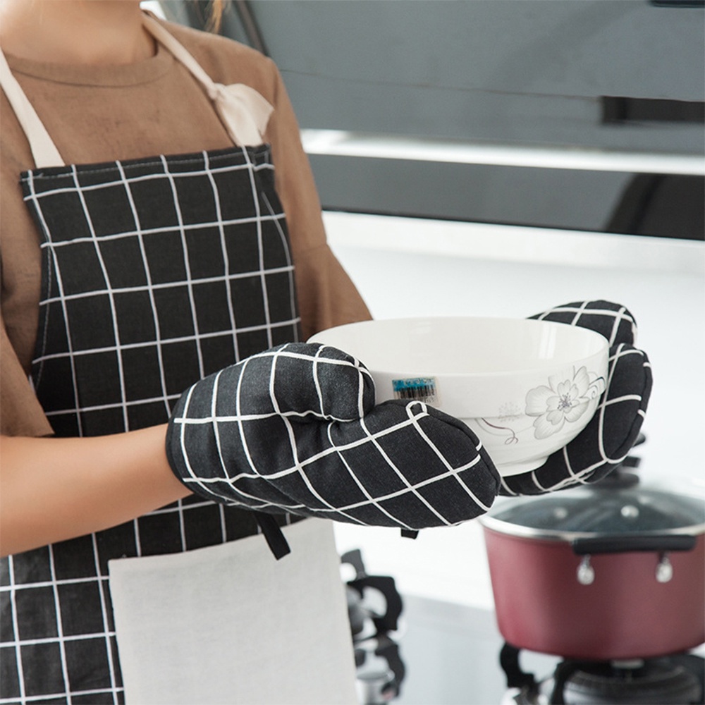 Găng Tay Caro Hàn Quốc - Vải + Bông 3 Lớp Siêu Dày Nhấc Nồi, Nướng Bánh - Bao Tay Bưng Bê Vật Nóng