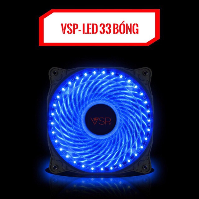 Quạt Tản Nhiệt  Gắn Case LED 33 Bóng Xanh, Đỏ, 5 Màu Full Box chính hãng