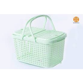 Giỏ đựng quần áo đựng đồ Làn đựng đồ sơ sinh Nhựa Việt Nhật đựng đồ đi sinh có nắp nhựa cho mẹ và bé tiện dụng 2602