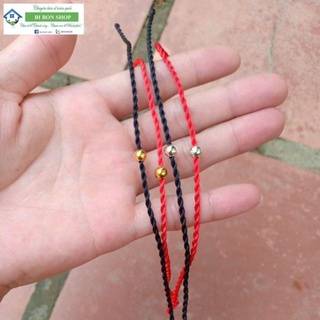 Vòng tay chỉ đỏ mix bi hợp kim mạ vàng , mạ bạc vòng đeo thay thời trang may mắn