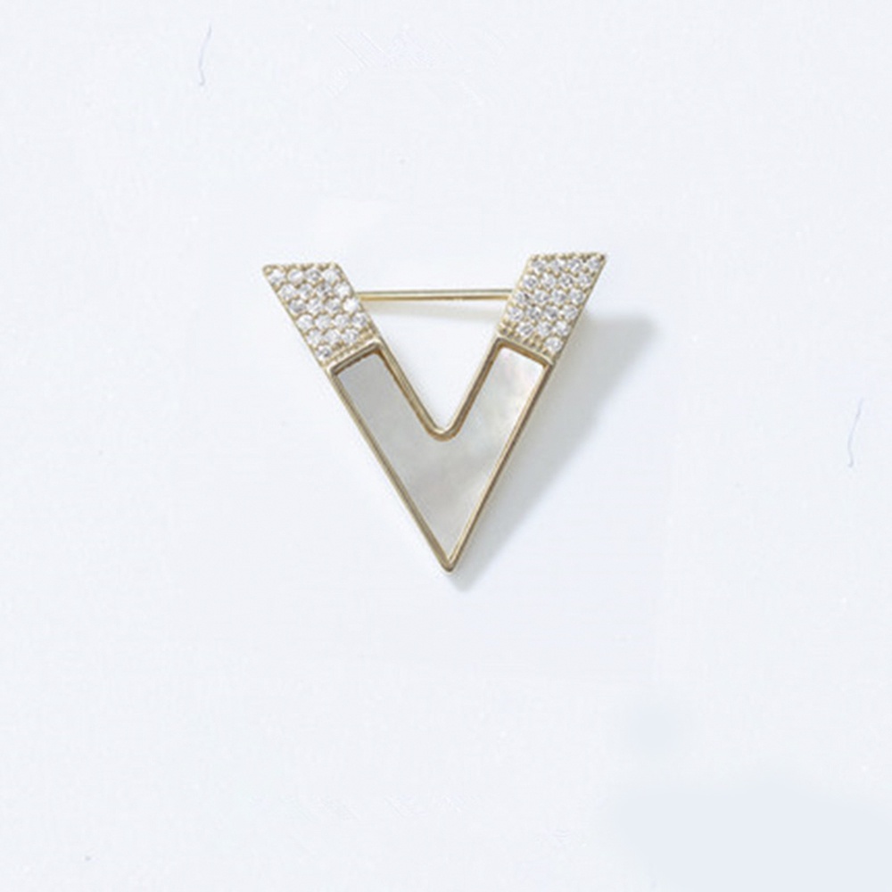 Ghim Cài Áo Hình Chữ V Bằng Kim Loại Mạ Vàng / Bạc Chống Lóa Phong Cách Hàn Quốc Cho Nữ
