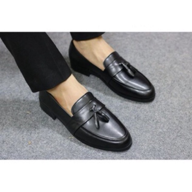 free ship Giầy lười da trơn xích chuông da mờ