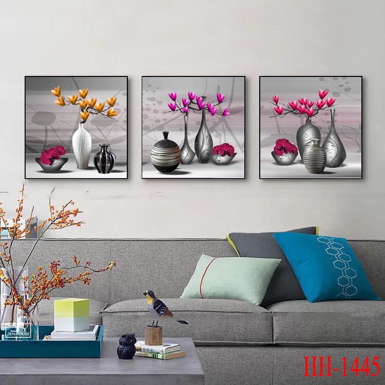 Set bộ 3 tranh treo tường Tâm House chất liệu mới canvas thiết kế bắt mắt đa dạng mẫu mã