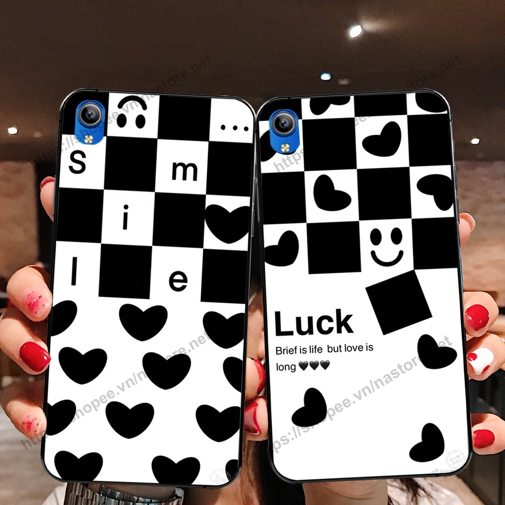 Ốp lưng Vivo Y1S / Y91 / Y91c / Y93 / Y95 trái tim họa tiết caro, mikey họa tiết beabrick kaws cute