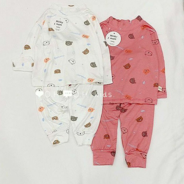 Bộ Dài Tay Cổ 3 Phân Micky Mom Chất Cotton Mềm Mịn Cho Bé