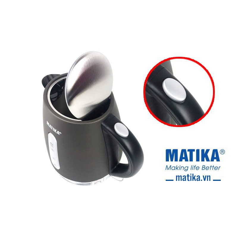 Ấm đun siêu tốc, ca siêu tốc cao cấp Matika MTK-1868 đun nước cực nhanh với mâm nhiệt cấp,bảo hành 12 tháng