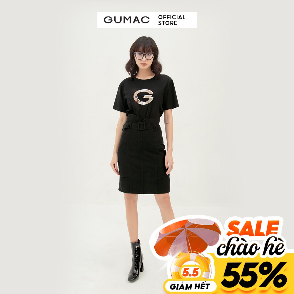 Áo thun nữ in chữ G GUMAC form basic nhiều màu, tay ngắn năng động AMB379