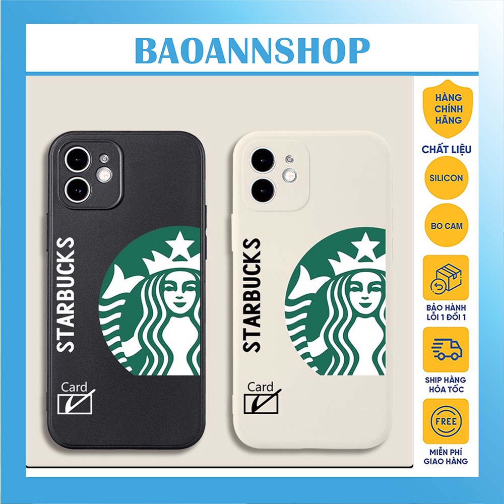 Ốp lưng iphone hình Starbucks dẻo chống sốc Viền Vuông S01 bảo vệ camera 7plus/8plus/x/xs/xsmax/11/12/13/pro/promax
