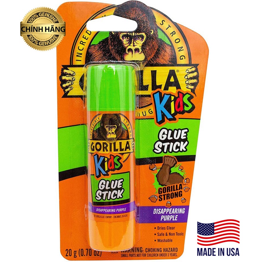 Hồ dán Trẻ Em An Toàn, Không Độc Hại, Hồ Dán cho trẻ em đến từ Mỹ Gorilla Kids Glue Stick 20g