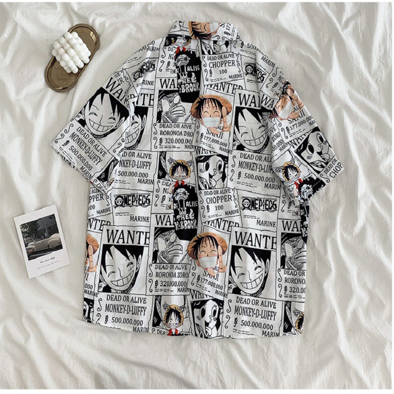 Áo sơ mi ngắn tay Luffy onepiece nam nữ unisex