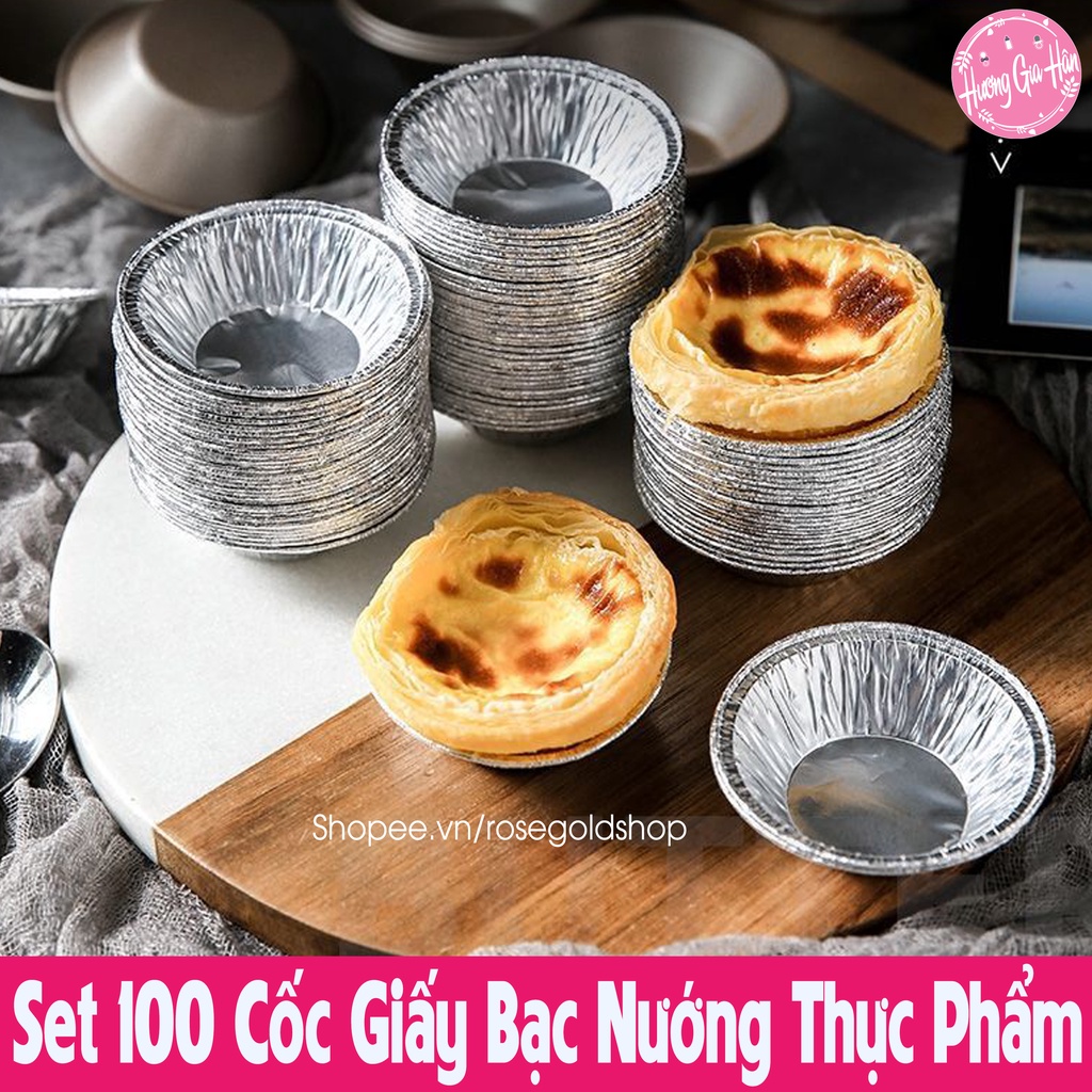 Set 100 Cái Cốc Giấy Bạc 7x4x2cm Nướng Thực Phẩm, Làm Bánh