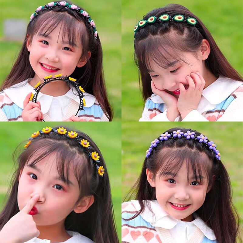 Băng đô cài tóc đính hoa quả phong cách Hàn Quốc đáng yêu cho bé