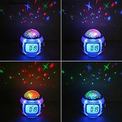 Đồng hồ báo thức hình ngôi sao có gắn đèn LED dùng trang trí phòng ngủ cho trẻ