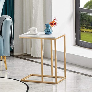Bàn trà sofa góc tab C khung vàng đá trắng vân mây siêu xinh [ĐÁ TRẮNG VÂN MÂY] CHỐNG NƯỚC 100%