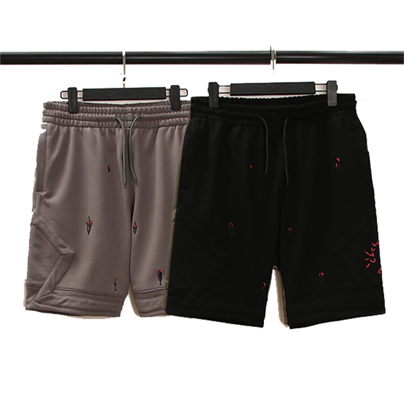 Quần Short Thể Thao Thêu Họa Tiết Cây Xương Rồng/Hoa Thời Trang Âu Mỹ