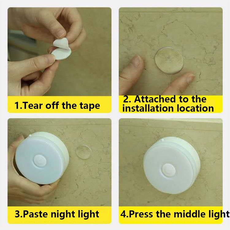 Đèn LED Tròn Cảm Biến Chuyển Động Không Dây Chạy Bằng Pin Dùng Cho Tủ Quần Áo Phòng Ngủ