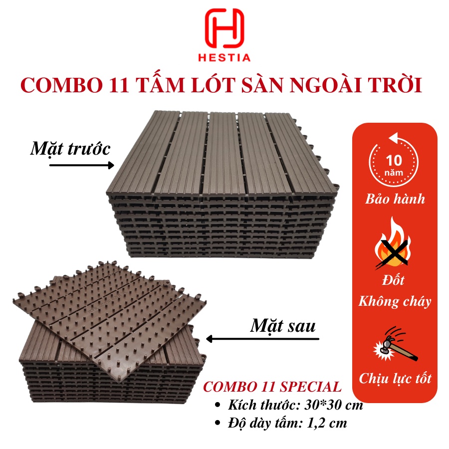 Combo 11 Tấm Lót Sàn T-Special  Chuyên trang trí, chống trơn cho Ban Công, Nhà Tắm, Bể Bơi, Sân Vườn