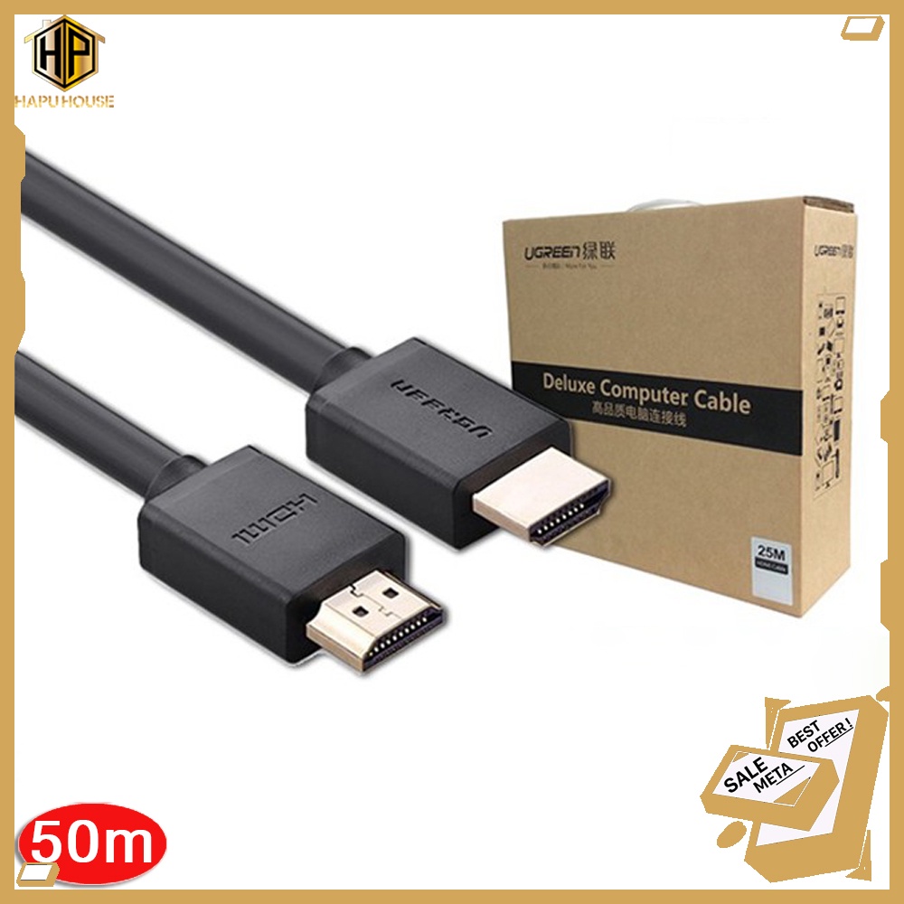 Cáp HDMI Ugreen 50765 dài 50m có chipset - Dây HDMI 1.4 độ phân giải Full HD - Hapuhouse