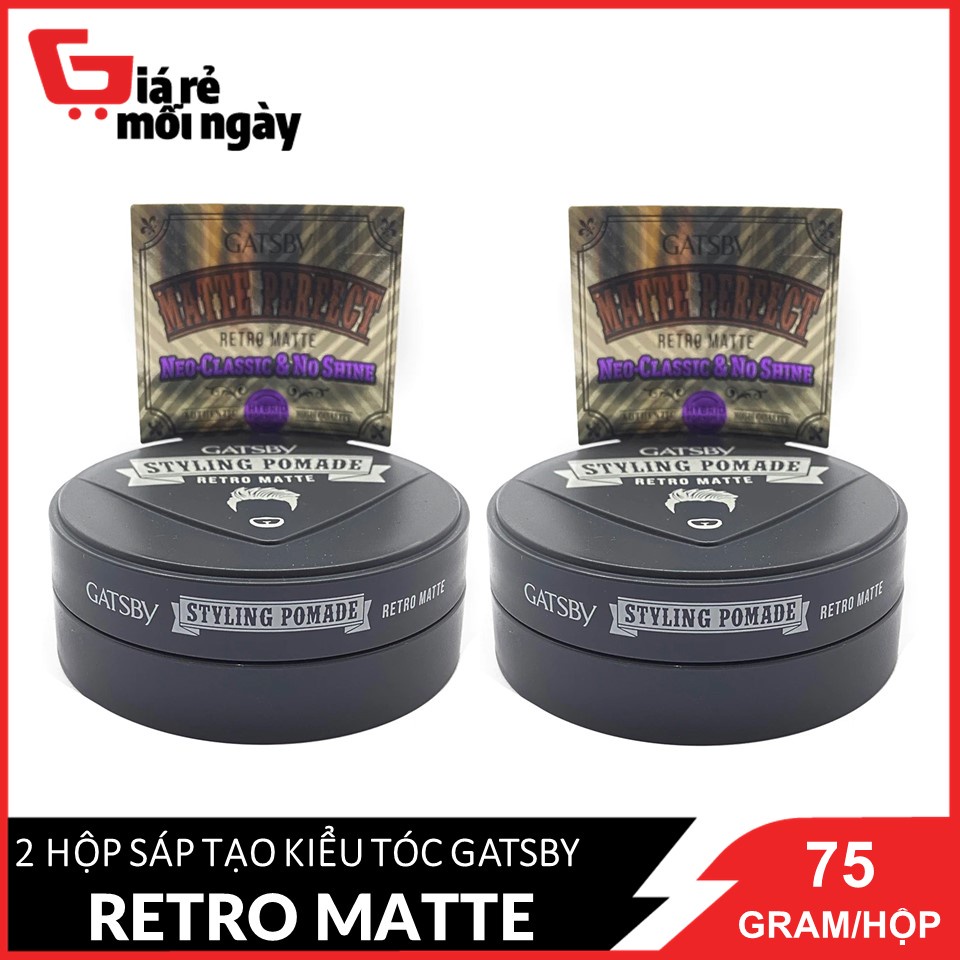 Combo 2 Sáp tạo kiểu tóc Gatsby Styling Pomade Retro Matte 75g x 2