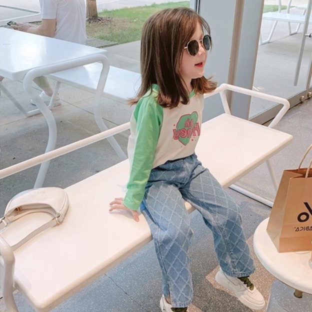 Quần Jeans Ống Rộng Họa Tiết Sọc Caro Phong Cách Hàn Quốc Thời Trang Cho Nữ