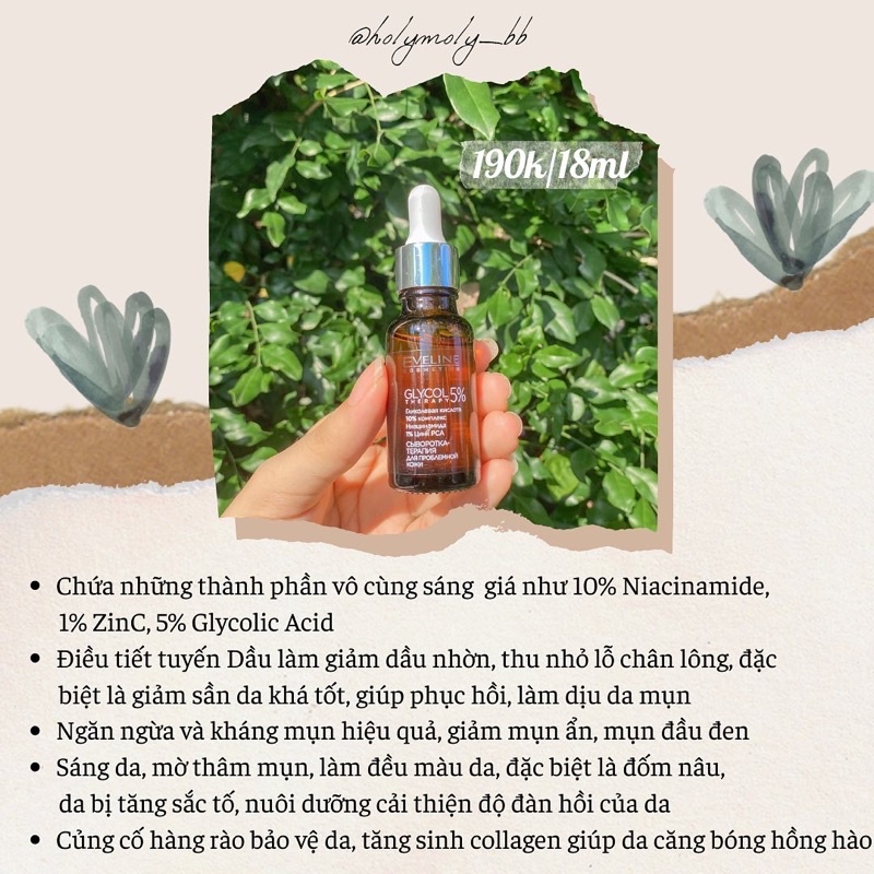 Serum 10% Niacinamide Eveline Glycol Therapy ngừa mụn, sáng da, mờ thâm