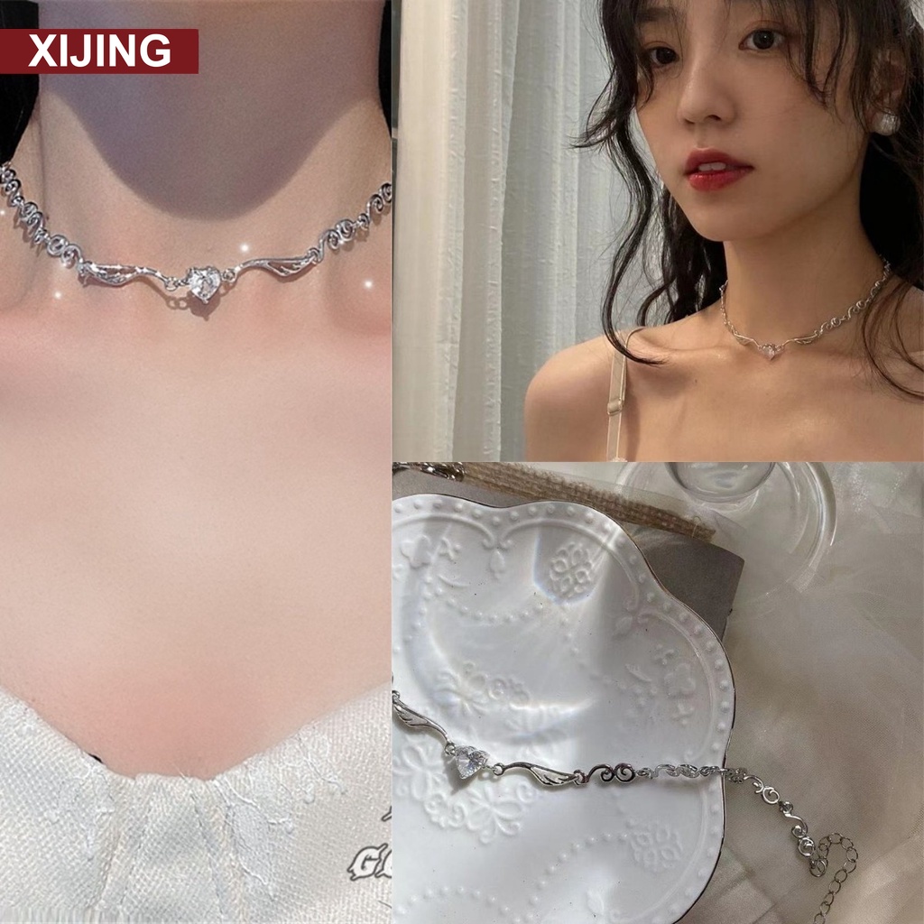 Vòng cổ choker hình đôi cánh thiên thần đính đá thời trang dành cho nữ