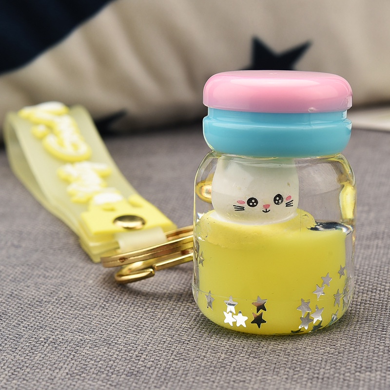 Móc Khóa Hình Chai Sữa Chua Nổi Bằng Acrylic Dễ Thương