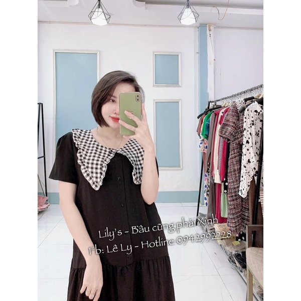 [GIÁ BÁN TƯƠNG TÁC] Váy đầm bầu công sở ĐUÔI CÁ dáng suông MAMADRESS chất lụa Hàn FREESIZE cho mẹ bầu hè