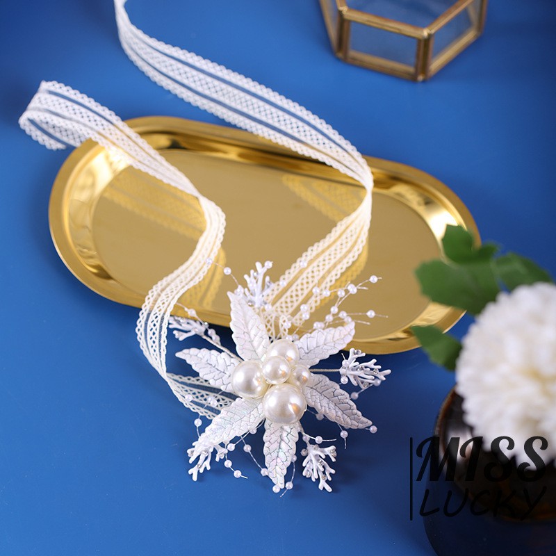 Phụ kiện cho tóc hình hoa đính ngọc trai thời trang