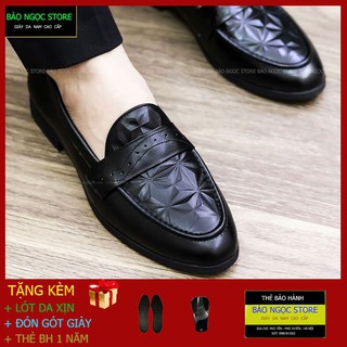 (GIẢM SỐC) Giày Da Nam Dập Vân 3D Cao Cấp - Chất Liệu Da Bò 100% - Băng Đục Chấm Thời Trang - BH 12 Tháng - Mã K8668
