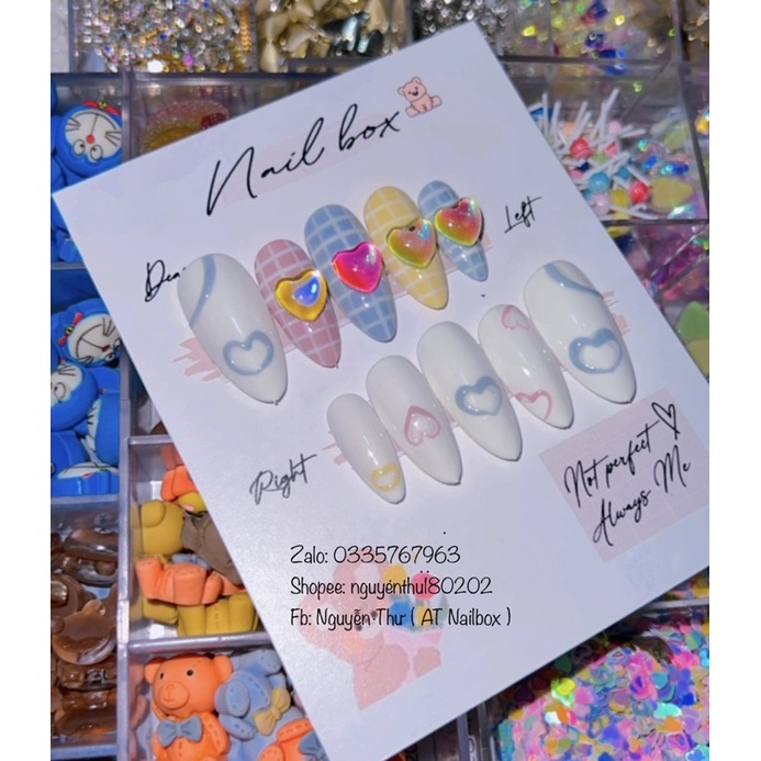 Nailbox thiết kế - Nailbox trái tim phong cách Hàn quốc