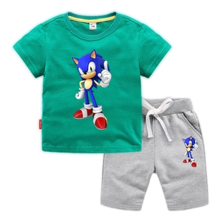 Bộ Đồ 2 Món Áo Thun + Quần Dài In Hình sonic the hedgehog Thời Trang Mùa Hè 2020 Cho Bé