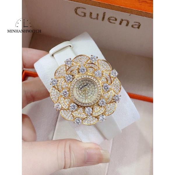 Đồng hồ nữ dây da Gulena 38mm mặt hoa