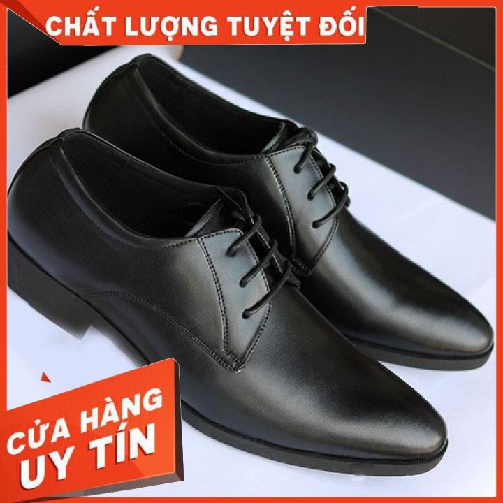 Giày Tây Cao Cấp Cho Nam Màu Đen Lịch Lãm Giày Da Nam Buộc Dây Công Sở Chunkstore | BigBuy360 - bigbuy360.vn