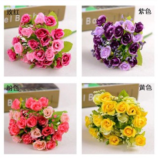 Hoa Giả Trang Trí Nhà, Cắm Bình, Hoa Hồng Bi 4 Màu Tự Chọn