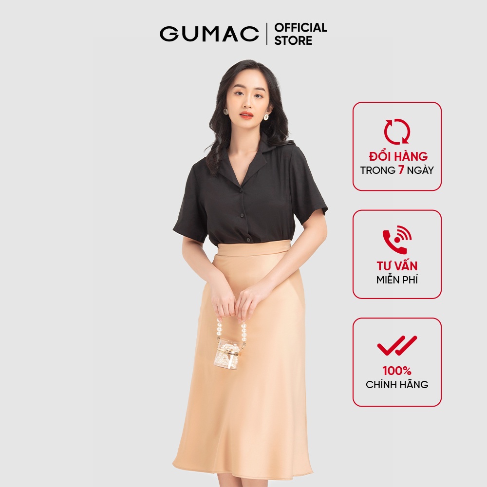Váy lụa dây kéo sườn thời trang GUMAC VB12039
