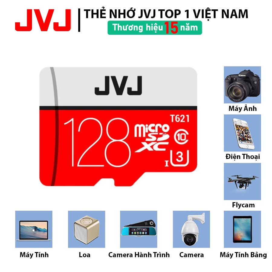 Thẻ nhớ 128Gb/64Gb/32Gb/16Gb/8Gb JVJ Pro U3 Class 10–chuyên cho CAMERA, Điện thoại, Máy ảnh